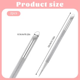 2 PCS Nail Pusher Cuticle, Metal Double Ended Cuticle Tools for Nails, Stainless Steel Cuticle Pusher Nail Dotting Pen, Professional Cuticle Remover Tool for Manicure Pedicure Nail Art Care Tools