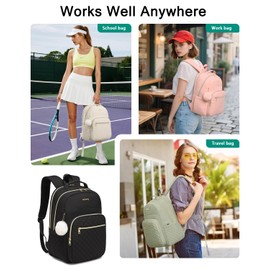 VANKANY Laptop Backpack Women School Backpack for High School Teen Girls, Water Resistant College Bookbag with Charging Hole for Travel Work, Black