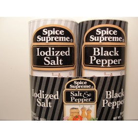 Spice Supreme Black Pepper (.75 Oz) and Iodized Salt (3.25 Oz) Shakers