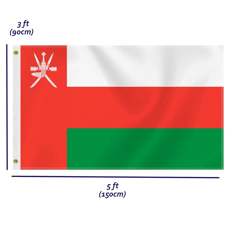 Large Oman Flag,3x5 FT Omani 75D Outdoor BannerArmish Decor for