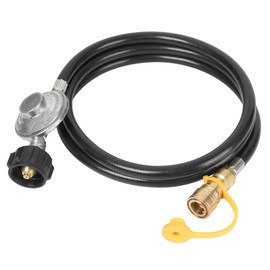 ATKKE 6 Feet Propane Hose with Regulator, 3/8” Female Quick Connect Disconnect x QCC1 Propane Tank for Indoor Outdoor Heater Generator Gas Grill and Fire Pit