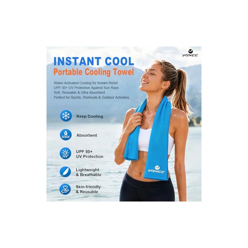 Cooling Towels 6 Pack, YQXCC Soft Microfiber Quick Dry Towels