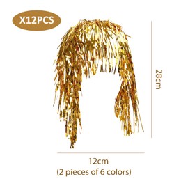 12 Pieces Of Foil Wig, Shiny Wig, Performance Props, Role-Playing Accessories, Ladies Party Wigs