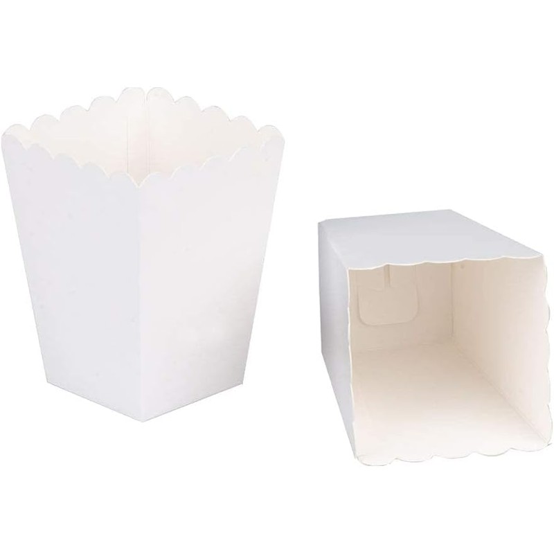 We Moment Zone 24pcs White Popcorn Boxes Mini Paper Popcorn