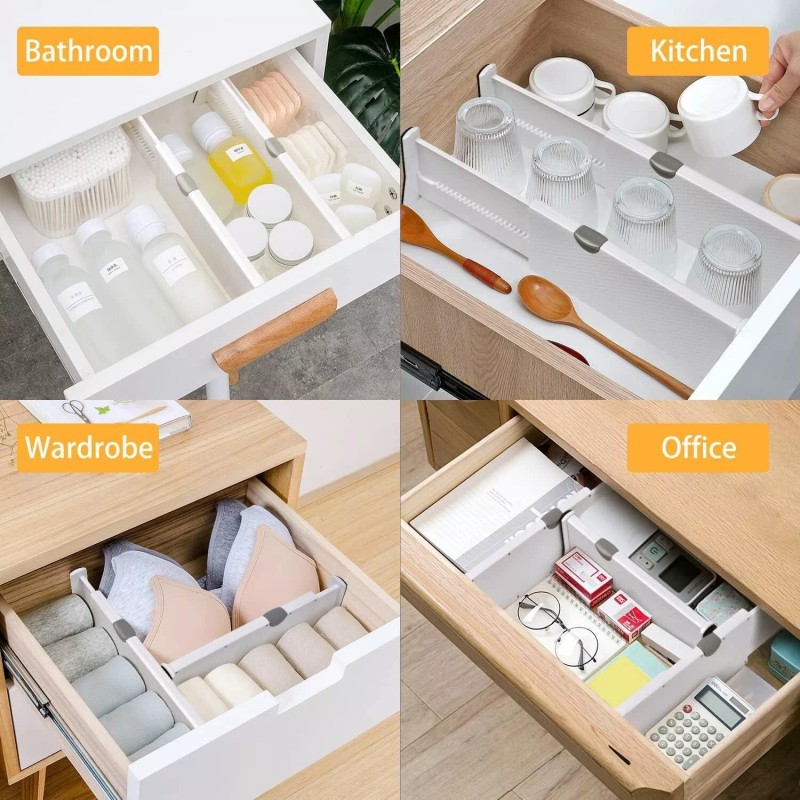 JONYJ Expandable Drawer Organizers Dividers 4 Pack Adjustable Bedroom Closet