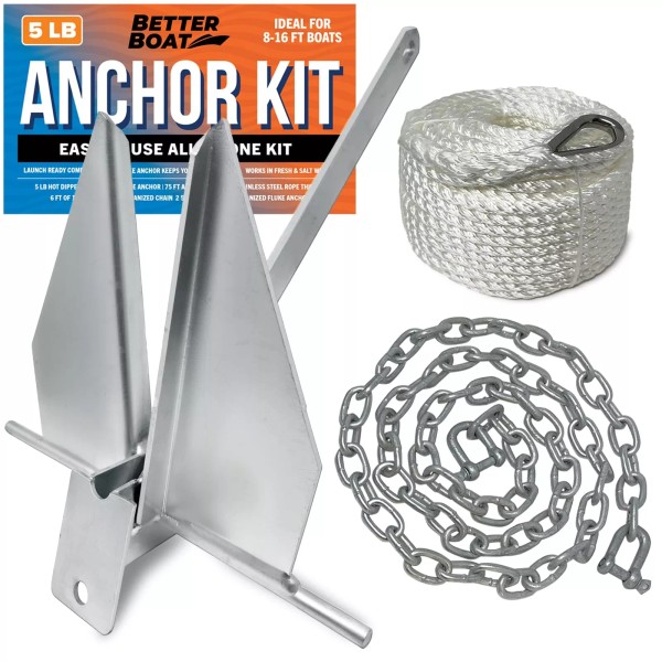 Better Boat 5lb Heavy Boat Anchor Kit Fluke Anchor with