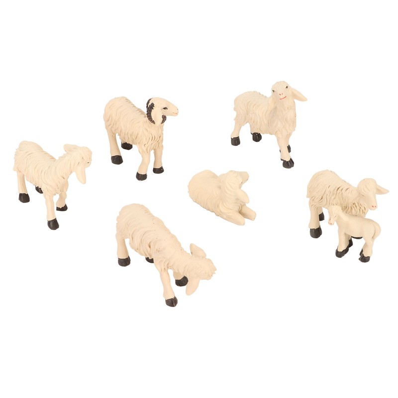 6Pcs Miniature Sheep Figurine Durable Resin Hand Painted UV Protection
