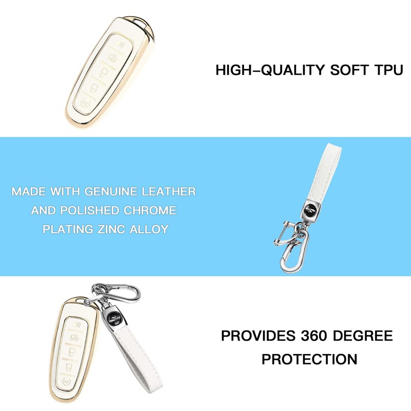 QBUC for Ford 360°Protector TPU Key fob Cover with Keychain