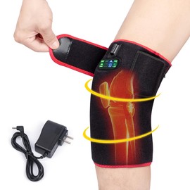 HYZQ Knee Massager with Heat & Vibration, Heated Knee Brace with 3 Vibration Modes and 3 Heat Levels, Leg Massager Heating Pad with Time Control, AC Adapter Provide More Heat (No Battery)