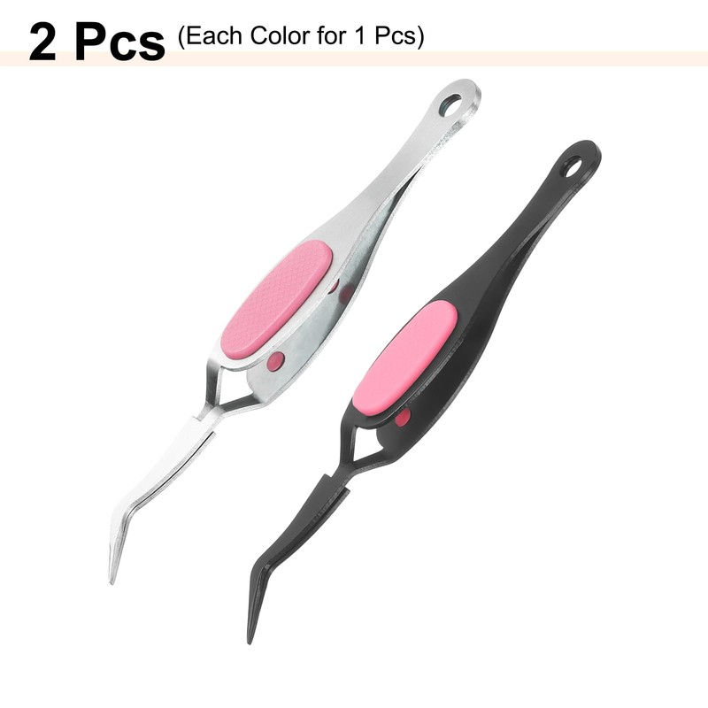 sourcing map 2pcs Craft Tweezers Precision Crossing Lock Curved Stainless