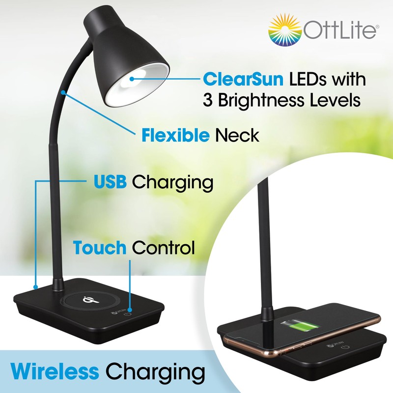 Ottlite Infuse LED Desk Lamp with Wireless Charging