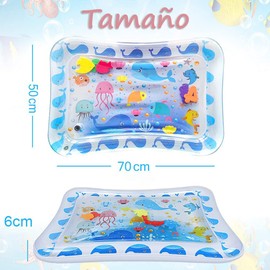 Colchoneta de agua para bebé Tummy Time, almohadilla inflable para juegos de agua, juguetes divertidos para el centro de juegos de actividades de desarrollo temprano para Recién Nacidos Niños y Niñas de 3 6 9 12 Meses (Delfín)