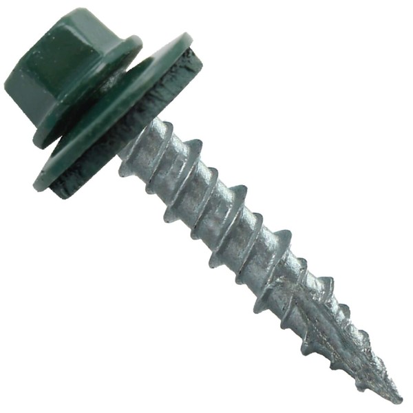 Metal Roofing Screws: (250) 10 x 1" Forest/Ivy Green Hex