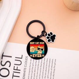 UIWIHHP Cat Mom Keychain Gifts for Women Cat Gifts for Cat Lovers Mama Cat Christmas Gifts Stocking Stuffers Birthday Mother’s Day Valentine's Day Cute Stuff Gifts Cat Themed Gifts