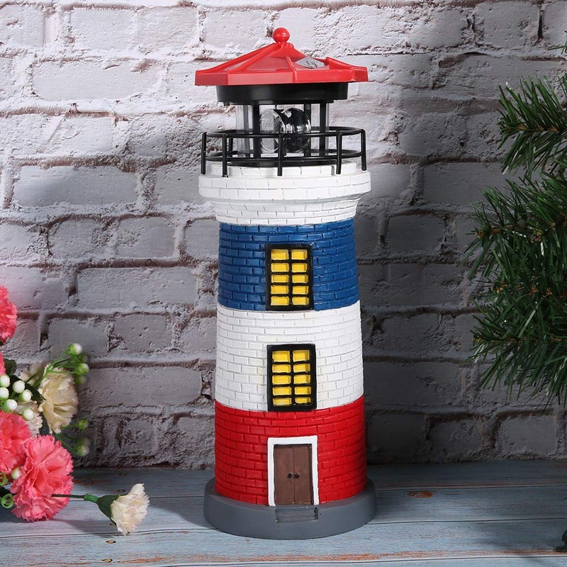 Solar Lighthouse, Easy to Install Rotating Lighthouse Light, Craft Ornament
