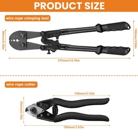 TooTaci Wire Rope Crimping Tool Kit, Include 14 inch Swaging Tool and Wire Rope Cutter, Cable Crimper for 1/16" to 1/8" Crimping Loop Sleeves