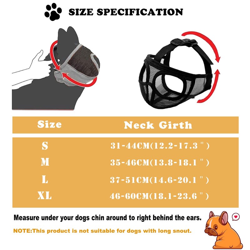 Ohcozzy Short Snout Dog Muzzle with Enlarged Eye Hole, Soft