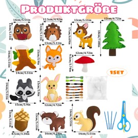 ZexJpr Children's Sewing Kit from 10 Years, Animal Felting Sewing Kit for Boys Girls, Embroidery Set with DIY Art Craft for Cuddly Toys, Felt Toys Craft Set, for Developing Craft Skills