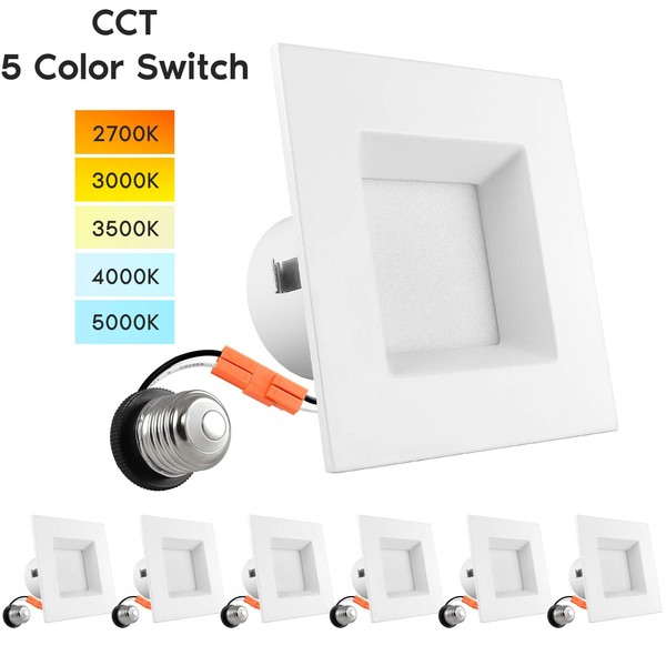 Luxrite 4 Inch Square Recessed LED Can Lights, CCT Color