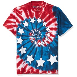 Liquid Blue Men's Stars and Stripes Spiral T-Shirt, Tie Dye, Large