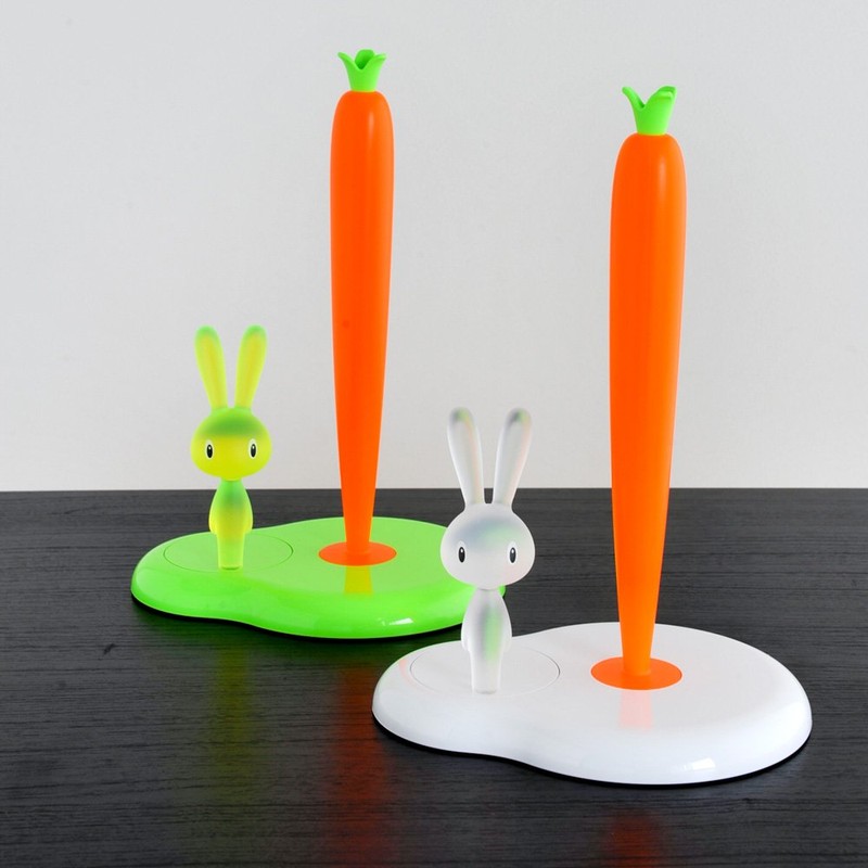 A di Alessi Bunny & Carrot Kitchen Roll Holder, Green