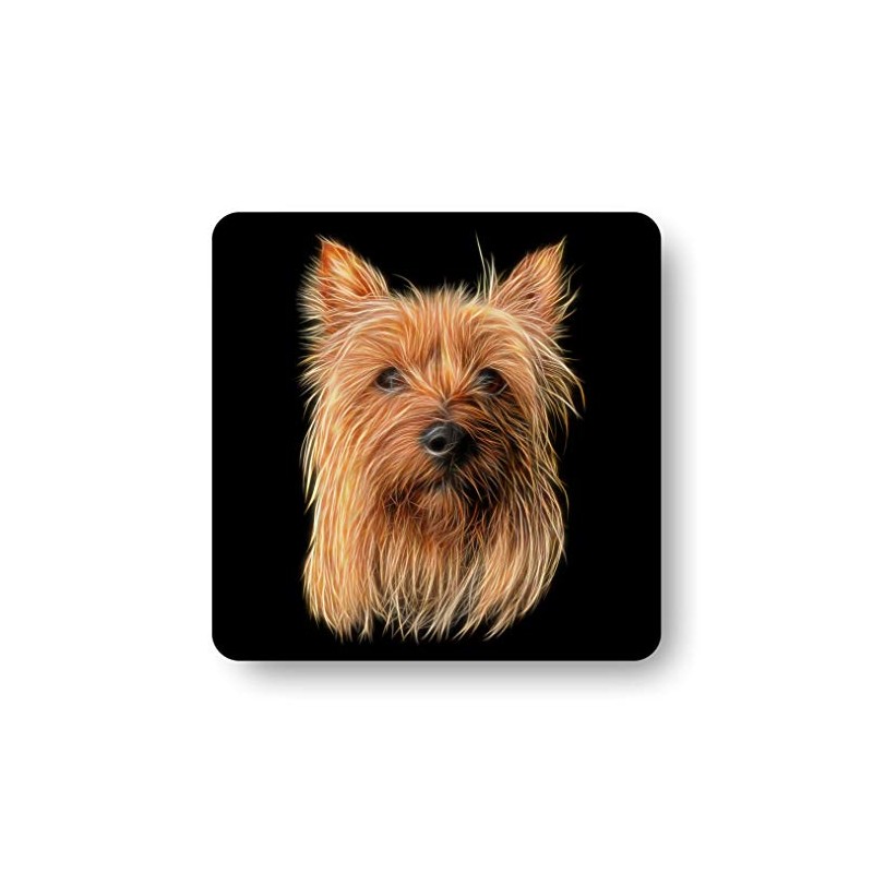 Fractal Artworks Silky Terrier Coaster with Fractal Art Design #1-1.