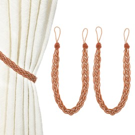 uxcell 2 Pcs Curtain Tiebacks, 56cm/22 Braided Drapery Holdback Holder Curtain Ties Holdbacks Elegant Window Decorative Rope Tie Back for Home Office Hotel Decor, Orange