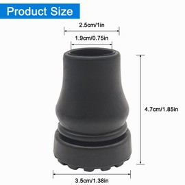 2-Pack Rubber Cane Tips 3/4 Inch Heavy Duty Walking Cane Tips, Black Sturdy Replacement Cane Tip for Seniors Walking Stick, Safety Cane Crutch Accessories