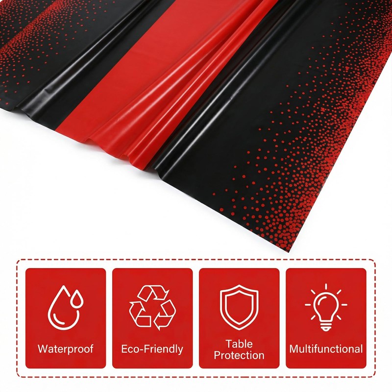 Preocea 6 Pack Black and Red Tablecloth Party Decorations, 137