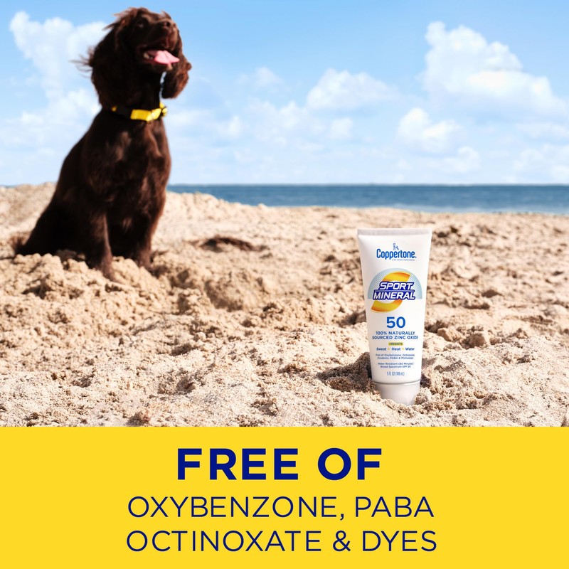 Coppertone Sport Mineral Sunscreen Lotion SPF 50, Water Resistant Sunscreen