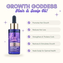 én Love Growth Goddess Hair & Scalp Oil – With Rosemary, Biotin, Organic Rice Water & Jamaican Black Castor Oil – Strengthens & Thickens Curls, Repairs Split Ends, Promotes Hair Growth – 1.5oz