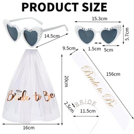 Bisienya Bride to Be Sash Hen Party Accessories Bride to Be Accessories 4-Piece Bridal Outfit Includes Bride Sunglassesbride, Ribbon, Veil, Headband Suitable as Wedding Photo Props