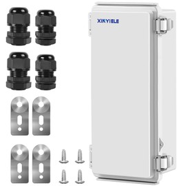 XINYIELE Waterproof Outdoor Project ABS Plastic Junction Box IP67 Weatherproof Dustproof Enclosure with Hinged Cover, Mounting Plate,Wall Brackets for Power Project (10.2"x4.3"x3.0")