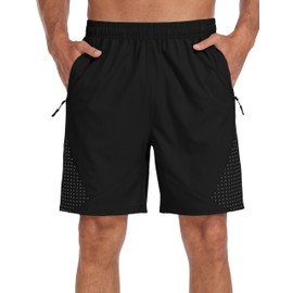 MoFiz Running Short for Men Quick Drying Hiking Workout Gym Activewear Drawstring Short Black,XL