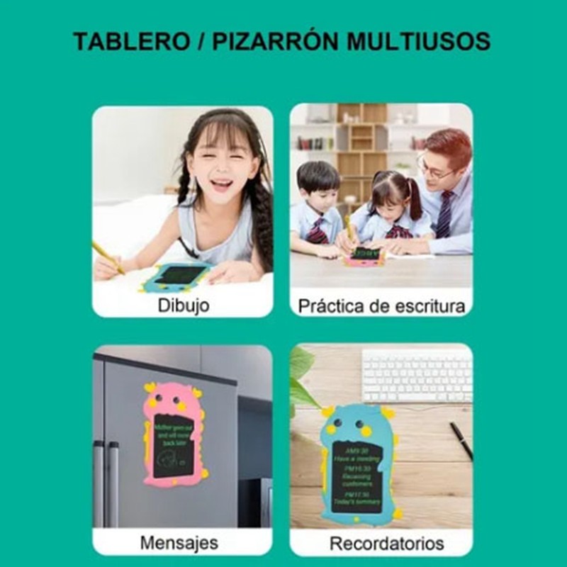LCD Drawing Board Cute Dinosaur Shape Erasable Reusable Educational Colorful