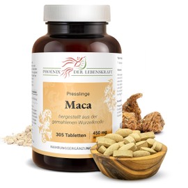 Maca Tabletten 450mg | 305 Tabletten Lepidium meyenii | Top Premium Qualität aus Österreich | Vegane Tabletten statt Kapseln ohne Zusatzstoffe | Peruanischer Ginseng, Maca-Wurzel, Andenwurzel