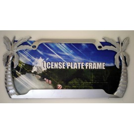 Makoroni Decorative Chrome PALM TREE Steel License Plate Frame For Auto SUV Truck