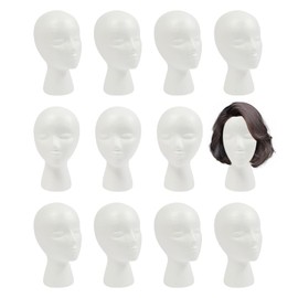 AngelcityCC 12 Pcs Foam Wig Head, Female Styrofoam Mannequin Hairpieces Stand Holder Cosmetics Model, Head Wig Display for Style, Model, Display Hair, Hats, Hairpieces, Mask , Salon and Travel
