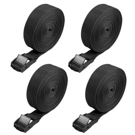 Hejo Pack of 4 lashing straps, 5 m lashing straps with clamping lock, adjustable fastening straps for bicycle, motorcycle, luggage packages, camping, black