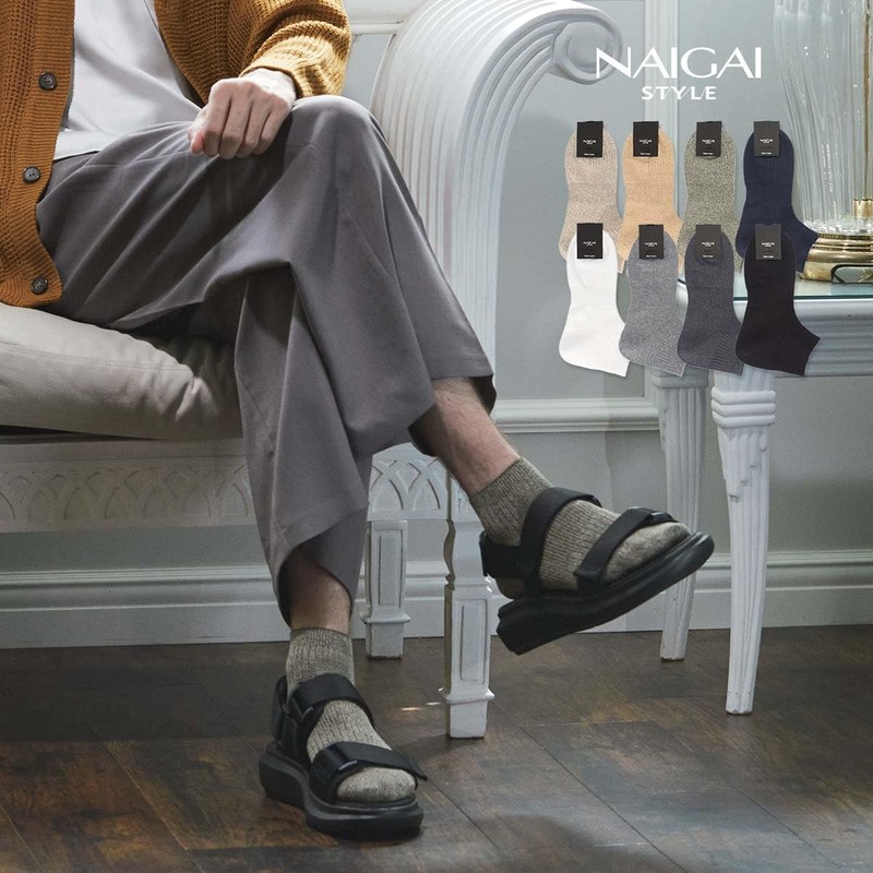 [NAIGAI Style] Standard 02352115 90° Socks, Made in Japan, Men,
