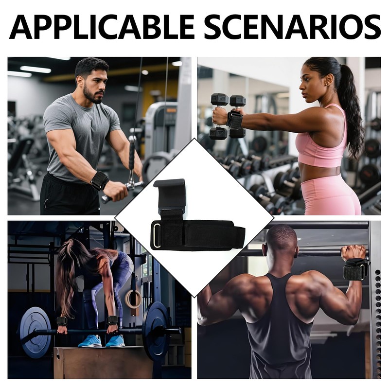 Weight Lifting Hooks Pair Wrist Supports Non-Slip for Gym Grips