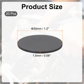 PATIKIL Rubber Solid Discs Washers, 20 Pcs 30mm OD x 1.5mm Thick Rubber Round Gasket Pad Bushings Spacer Washer for DIY Gasket Craft, Black