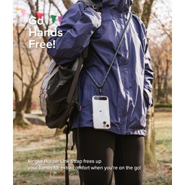 Ringke Holder Link Black Adjustable Crossbody Strap with Cell Phone Tether Tab, Universal Multifunctional Lanyard Patch for Most Smartphones - Charcoal & Gray