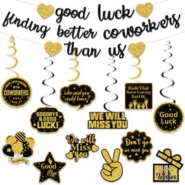 Pre-Strung Good Luck Finding Better Coworkers Than Us Gold Glitter Banner, Going Away Party We Will Miss You Decorations, Great for Goodbye Farewell Job Change Party