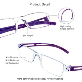 VisionGlobal 8 Pairs Reading Glasses, Blue Light Blocking Glasses, Computer Reading Glasses for Women and Men, Fashion Square Eyewear Frame (4brown+4purple,+2.00 Magnification)