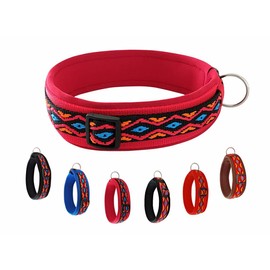 BUDDYPACK Dog Collar Extra Wide and Soft Padded for Small, Medium and Large Dogs Colourful (Black/Orange/Red/Blue, L/XL (53-58 cm))