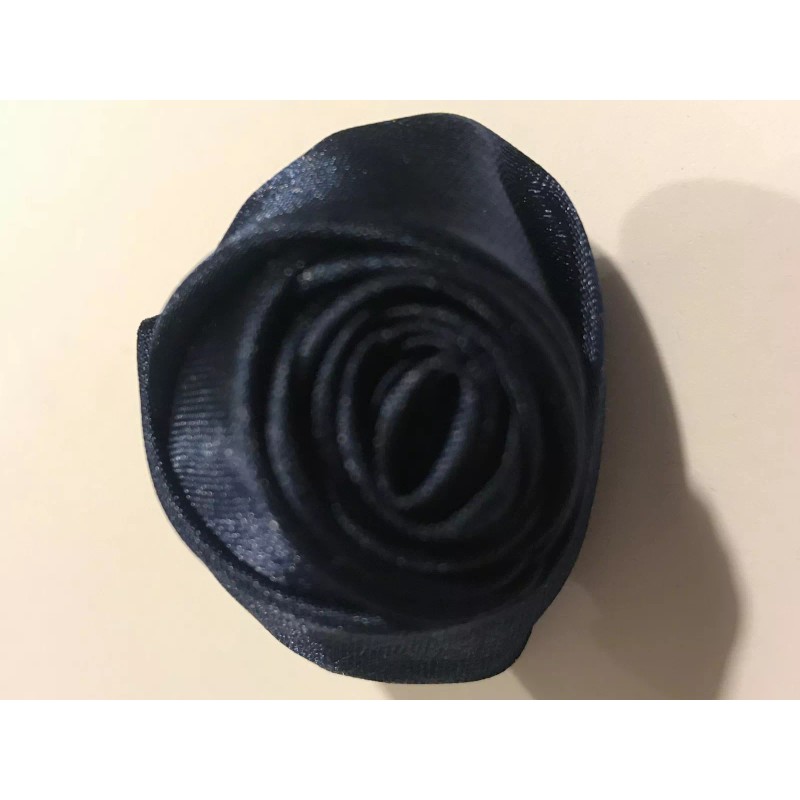 Unbranded Rose Shaped Lapel Stud Pin - Navy Blue Silky