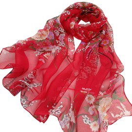 FAIRYGATE Women's Scarves & Wraps Large Size Lightweight Scarfs Shawls for Women Ladies Chiffon Scarf Red A4706