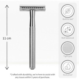 Bambaw Double Edge Safety Razor Silver | Zero Waste Safety Razors for Men and Women | Classic Metal Razor | Eco-Friendly & Reusable | No Blade Included