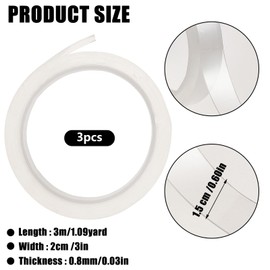 NICENEEDED 3 PCS Clear Curtain Glide Tape, 0.78 Inch x 9.84 Ft Curtain Slide Transition Tape, Curtain Drapery Ring Glide Tape Adhesive Curtain Rod Slide Tape